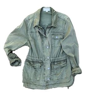 {Anthropologie} Marrakech Olive.Hidden Zip Utility Jacket